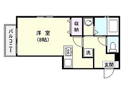 JR九州新幹線 鹿児島中央駅 徒歩4分の賃貸マンション 2階ワンルームの間取り
