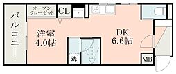 鹿児島市電2系統 加治屋町駅 徒歩6分の賃貸マンション 3階1DKの間取り