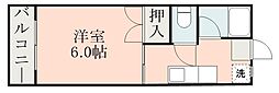 有村第二ビル 1Kの間取図画像