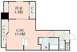 鹿児島市電1系統 鴨池駅 徒歩1分の賃貸マンション 7階1LDKの間取り