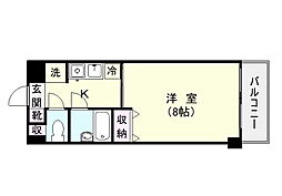 リードin荒田 1Kの間取図画像
