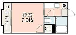 レインボー薬師 1Kの間取図画像