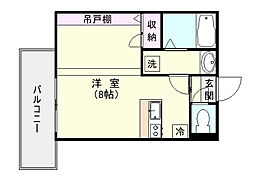 ティダ小松原 ワンルームの間取図画像