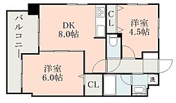 ベイシャトー 2DKの間取図画像