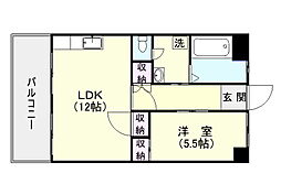 エヴォルート南栄 1LDKの間取図画像