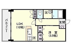 ワンハート伊敷 1LDKの間取図画像