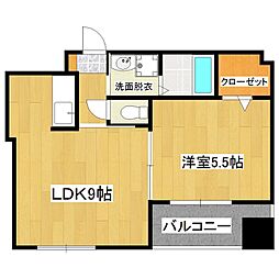 プリセント武之橋 1LDKの間取図画像
