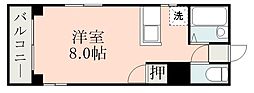 オークビラ上之園 ワンルームの間取図画像