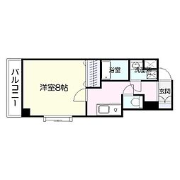 インプレイス中央 1Kの間取図画像