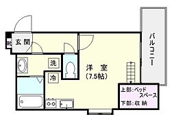 ティダ小松原 ワンルームの間取図画像