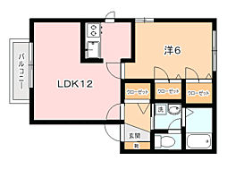シャーメゾンB 1LDKの間取図画像