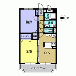 Cr・パークサイド 2DKの間取図画像