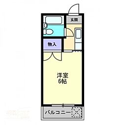 スカイコーポ上拾石 1Kの間取図画像