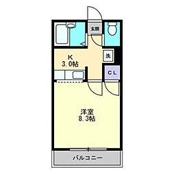 ボヌール武 1Kの間取図画像
