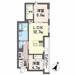 シャーメゾン絆IV 2LDKの間取図画像