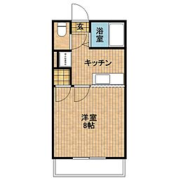 JAウイング郡元 1Kの間取図画像