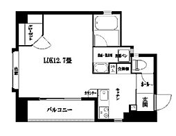 レジデンス光・上之園 ワンルームの間取図画像