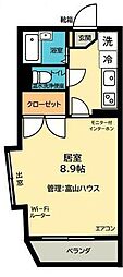 鴨池富山ビル 1Kの間取図画像