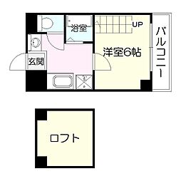 UEハウス六番館 1Kの間取図画像