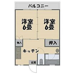 脇野コーポ 2DKの間取図画像