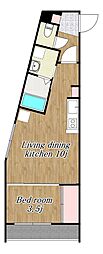 シャトークレアシオン郡元 1LDKの間取図画像
