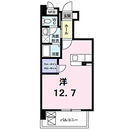 レジデンスY&K ワンルームの間取図画像