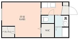 ローゼン下荒田 1Kの間取図画像