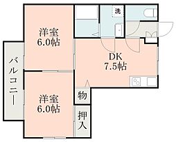 パナホーム宇宿 2DKの間取図画像