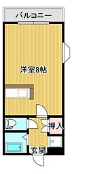 リブェール田上 ワンルームの間取図画像