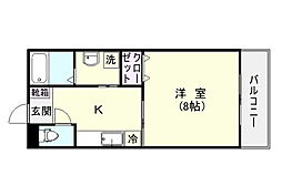 フォンテーヌ小松原 1Kの間取図画像