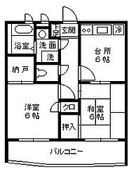 第2江月庵ハイツ 2DKの間取図画像
