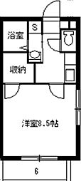 Sunshine葉月館 1Kの間取図画像
