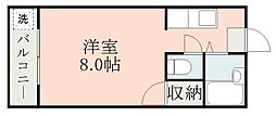 JR指宿枕崎線 谷山駅 徒歩9分の賃貸マンション 3階ワンルームの間取り