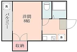 YMOクレシエ ワンルームの間取図画像
