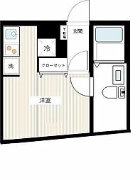 西武新宿線 上井草駅 徒歩7分の賃貸マンション 4階ワンルームの間取り