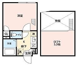 西武新宿線 鷺ノ宮駅 徒歩9分の賃貸アパート 3階1Kの間取り