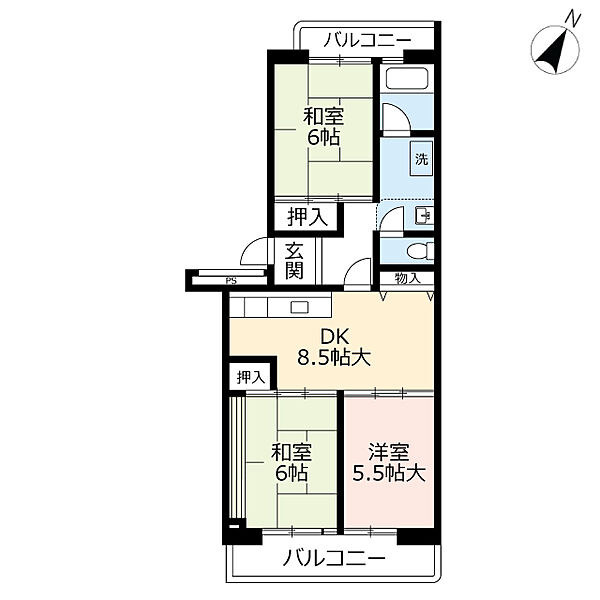 UR黒崎平尾町 ｜福岡県北九州市八幡西区平尾町(賃貸マンション3DK・4階・61.51㎡)の写真 その2