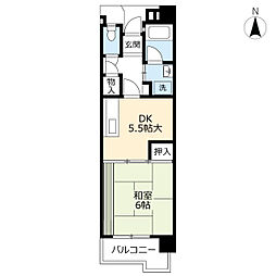 UR都市機構サンハイツ前田5号棟 1DKの間取図画像