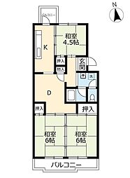 UR都市機構小鷺田公園団地2 3DKの間取図画像