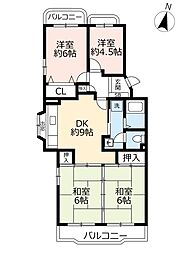 UR都市機構アーベイン春日公園3号棟 4DKの間取図画像
