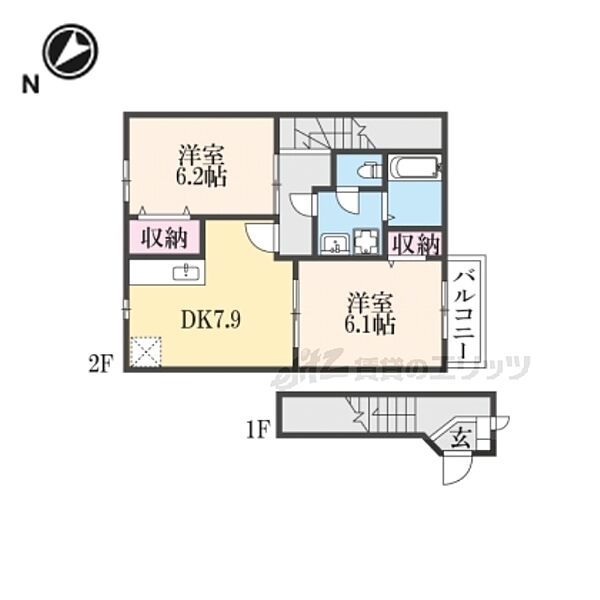 ドゥーソレールI 203｜大阪府枚方市枚方元町(賃貸アパート2DK・2階・53.28㎡)の写真 その2