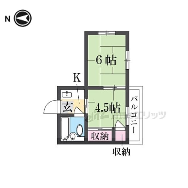 シャルマン三栗 B-201｜大阪府枚方市三栗２丁目(賃貸アパート2K・2階・27.00㎡)の写真 その2