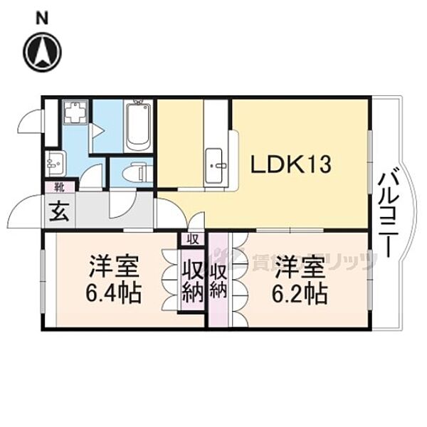 アスール 303｜奈良県奈良市宝来4丁目(賃貸マンション2LDK・3階・57.75㎡)の写真 その2