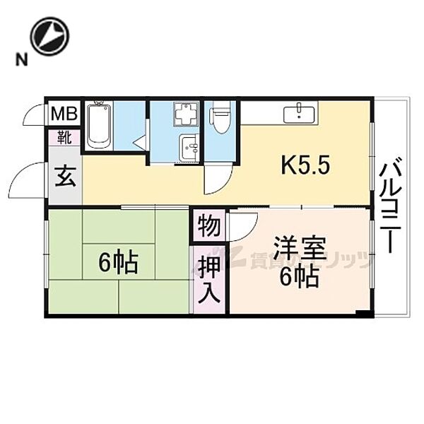 奈良県生駒市辻町(賃貸マンション2DK・1階・44.00㎡)の写真 その2