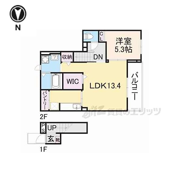 奈良県奈良市南京終町7丁目(賃貸アパート1LDK・2階・53.81㎡)の写真 その2