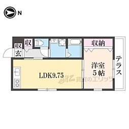 グランシャリオ招提III 1階1LDKの間取り