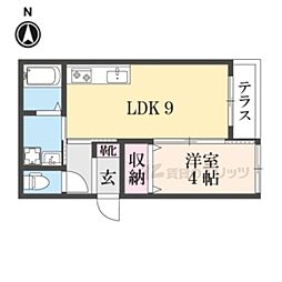 リヴェール長尾 1階1LDKの間取り