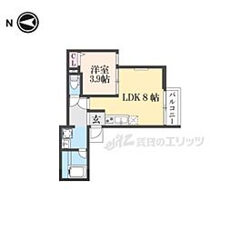 京阪本線 萱島駅 徒歩9分の賃貸アパート 2階1LDKの間取り