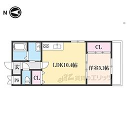 テレザート東船橋 1階1LDKの間取り