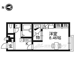 レオパレスフォーチュネイト 1階1Kの間取り